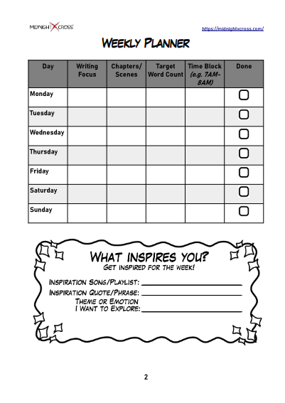 Novel Weekly Schedule Preview 2